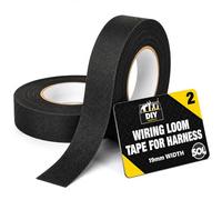 SOL 2pk Wiring Loom Tape for Harness - 40m Black Fabric Cloth Tape for Cables - Wire Protection - 2pk x 20m