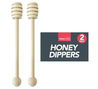 SOL 2pk Wooden Honey Spoon 16cm Honey Dipper Natural Wood Drizzle Stick for Syrup Jam Tea Coffee Breakfast Kitchen Serving Tool Reusable Smooth Finish Long Handle Home Catering Use