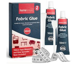 SOL 2pk x 50ml Fabric Glue Strong with Spreader & Tape Measure - Scout Badge Adhesive for Crafts, Upholstery, Material, Textile, Felt or Wool - Waterproof, Flexible, Fast Drying, Durable Bond