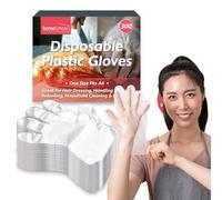 SOL 300pk Disposable Plastic Gloves - One Size Fits All Clear Polythene Gloves for Food Preparation, Cleaning, Hair Dyeing, and Household Tasks - Lightweight and Easy to Use for Daily Needs