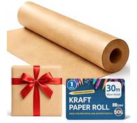 SOL 30m Brown Wrapping Paper Roll for Parcels, 400mm Wide 80gsm Thick - Heavy Duty Kraft Gift Wrap Sheet, Postal Void Fill Cushioning, Protective Packaging, Butcher Wrap for BBQ Smoking