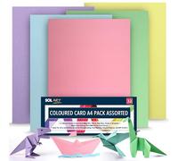 SOL 32pk Coloured Card A4 Pack Assorted 220gsm - Pastel Colours in Pink, Yellow, Blue, Purple and Turquoise, Ideal for Crafting, Greeting Cards, School Projects, Printing and DIY with Sturdy Sheets