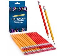 SOL 32pk HB Pencils With Rubbers On The End, Strong Graphite Lead for Smooth Writing and Drawing, Eraser-Tipped Design for School, Office, Art, Sketching and Everyday Use