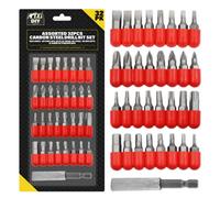 SOL Assorted 32pcs Carbon Steel Drill Bit Set - Includes 8 Phillips, 8 Flat, 8 Torx & 8 Hex Bits - Impact Driver Bits for Versatile Applications - Universal Drill & Screwdriver Set