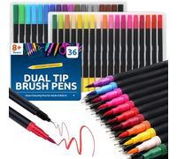 SOL 36pk Dual Tip Brush Pens Set - 0.4mm and 2mm Non Bleed Tips