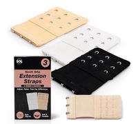 SOL 3pcs Back Bra Extenders 3 Hooks - Black, White and Skin Colour Women's Brassiere Extension Straps, Soft and Durable, Adjustable Easy Clip On, Clothing Accessories Solution, Ideal for Everyday Wear