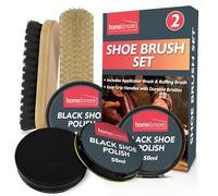 SOL 3pk Black Shoe Polish Kit and 2pk Brushes - Easy to Apply Beeswax Cream for Colour Care Shine, Protection and Surface Conditioning, Suitable for Boots and Formal Casual Daily Wear Leather Footwear