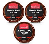 SOL 3pk Brown Shoe Polish 150ml - Beeswax & Carnauba Wax Cream for Protection, Colour Care Shine & Surface Conditioning, Suitable for Boots, Bags, Formal Casual & Daily Wear Leather Footwear (3x50ml)