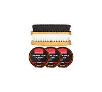 SOL 3pk Brown Shoe Polish Kit and 2pk Brushes Easy to Apply Beeswax Cream for Colour Care Shine, Protection and Surface Conditioning
