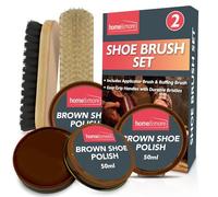 SOL 3pk Brown Shoe Polish Kit and 2pk Brushes - Easy to Apply Beeswax Cream for Colour Care Shine, Protection and Surface Conditioning, Suitable for Boots and Formal Casual Daily Wear Leather Footwear