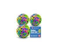 SOL 3pk Large Coloured Elastic Bands Rubber Band Ball with 500+ Stretchable Bands in Assorted Colours Durable Office Organisation Accessory