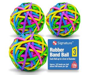 SOL 3pk Large Coloured Elastic Bands - Rubber Band Ball with 500+ Stretchable Bands in Assorted Colours - Durable Office Organisation Accessory, School Supplies, Craft Projects and Home Use