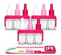 SOL 3pk Triple Plug In Air Freshener Refills - Floral Scent Long Lasting Odour Eliminator - Compatible With 3volution Plug In Refill - 3pk x 7ml