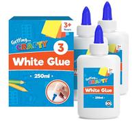 SOL 3pk White PVA Glue for Crafting Kids 250ml - 750ml Total, School Arts & Crafts Projects, Washable Office Supplies, No-Mess Application, Perfect for Paper, Poster and Card Making + SOL Sticker