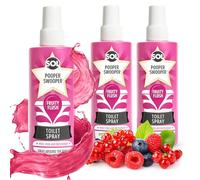 SOL 3pk x 60ml Pooper Swooper Toilet Spray Freshener Fruity Flush Fragrance 1,000+ Sprays per Pack, Air Refresher for Public Bathrooms, Office, Home, Travel-Friendly Cleaning Solution for Poo Odours