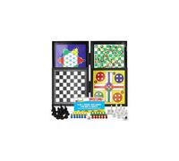 SOL 4-in-1 Travel Size Games for Kids & Adults with Snakes & Ladders, Chess, Flying Chess & Checkers, Mini Magnetic Board, Pocket-Sized for Kids 8-12