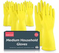 SOL 4 Pairs Medium Household Gloves, Yellow Heavy Duty Rubber Gloves for Cleaning with Non-Slip Grip, Durable Waterproof Design for Kitchen, Bathroom & Dishwashing, Multipurpose & Comfortable To Use