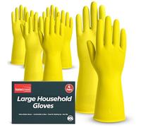 SOL 4 Pairs Kitchen Rubber Gloves Large, Yellow Heavy Duty for Cleaning with Non-Slip Grip, Durable Waterproof Design for Household, Bathroom & Dishwashing, Multipurpose & Comfortable To Use