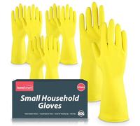 SOL 4 Pairs Kitchen Rubber Gloves Small, Yellow Heavy Duty for Cleaning with Non-Slip Grip, Durable Waterproof Design for Household, Bathroom & Dishwashing, Multipurpose & Comfortable To Use