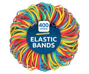 SOL 400pk Elastic Bands Coloured Thick Rubber Bands Assorted Sizes for Home & Office Use, Secure Binding for Bundling & Organising, Flexible Stationery Accessory