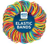 SOL 400Pk Elastic Bands, Coloured Thick Rubber Loops In Various Sizes, Secure Binding For Bundling And Organising In Home And Office