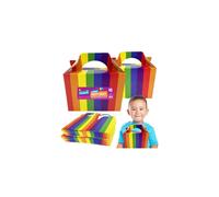 SOL 40pk Large Rainbow Birthday Party Boxes for Kids Party Food - Easy to Assemble, Handle for Cake and Treats, Perfect for Snacks, Goodies
