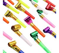 SOL 40pk Party Blowers for Party Bags Fillers for Kids, Assorted Colours Party Blowers, Durable Paper & Plastic Mouthpieces Noise Makers for Birthdays, New Year’s, Weddings, & Kids’ Celebrations