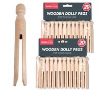 SOL 40pk Wooden Pegs for Washing Line - Extra Strong Dolly Pegs
