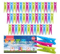 SOL 46pk Plastic Clothes Pegs - Extra Strong Assorted Laundry Clips