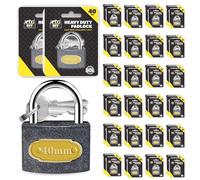 SOL 48pk 40mm Padlocks with Keys Outdoor Pad Locks for Locker Shed Gate Garage Security Weather Resistant Metal Body Anti Theft Locking Hardware for Garden Storage Home Protection