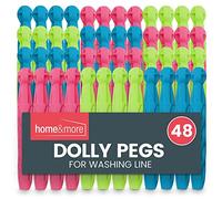 SOL 48pk Dolly Pegs for Washing Line, Heavy Duty Plastic Clips for Clothes. Extra Strong Grip, Weather-Resistant, Ideal for Drying Laundry Outdoors or Indoors, Keeps Clothes Secure in All Conditions