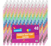 SOL 48pk Rainbow Swap Point Crayons, Twistable Crayons for Party Bags, 10 Assorted Stacking Colour, No Sharpening Required, Durable & Child-Friendly