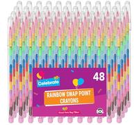 SOL 48pk Stacking Crayons - Twistable Colouring Pencils for Party Bags - Rainbow Swap Point Twistables Crayon Set for Drawing, Arts, Crafts and Creative Activities