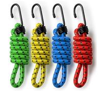 SOL 4pk 75cm Bungee Cords with Hooks Heavy Duty Elastic Strap with Hooks Multipurpose Bungee Straps for Luggage Tarpaulin Camping Roof Rack Bike Storage Strong Stretch Tie Down Travel Outdoor Use