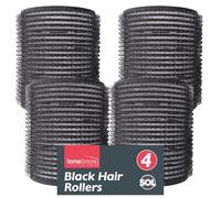 SOL 4pk Black Hair Rollers for Hair Volume - Self Holding Rollers for Long & Short Hair - Boost Volume, Create Bouncy Waves, Reduce Heat Damage - Compact, Travel-Friendly Styling Curler