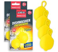SOL 4pk Dishwasher Freshener Hanging Lemon Scent, Achieve Cleaner Dishes and Fresh Smell in Every Wash with Dishwasher Cleaner Odour Remover with Unique Scent Control Rinse Aid + Sticker