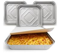 SOL 4pk Extra Large Foil Food Containers with Lids - Aluminium Trays for Baking, Roasting, Meal Prep & Takeaway - Disposable Cooking Containers for Oven, Freezer & Catering Use