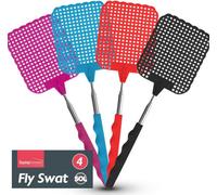 SOL 4Pk Long Fly Swatters 45Cm, Heavy-Duty Swats For Mosquitoes, Flies, Wasps, Moths And Other Flying Pests