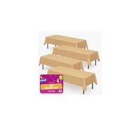 SOL 4pk Long Gold Table Cloth Party 274x137cm Plastic Cover Disposable Tablecloths for Parties - Spill Protection - Great for Weddings, Buffets