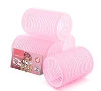 SOL 4pk Pink Velcro Hair Rollers - Self Holding Roller for Long & Short Hair, Boost Volume, Create Bouncy Waves, Reduce Heat Damage, Compact, Travel-Friendly Styling Curlers