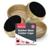 SOL 4pk Rubber Base Castor Cups - Non-Slip Furniture Protectors for Chair & Sofa Legs, Table Feet, Bed - Castor Cups to Protect Wooden Floors