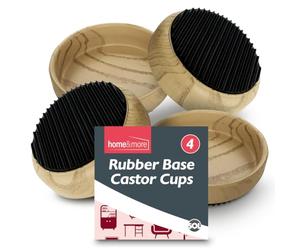 SOL 4pk Rubber Base Castor Cups - Non-Slip Furniture Protectors for Chair & Sofa Legs, Table Feet, Bed - Castor Cups to Protect Wooden Floors