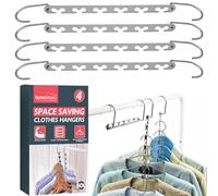 SOL 4pk Space-Saving Hangers - Durable Multi Coat Organiser for Clothes - Magic Wardrobe Storage Solution - Heavy-Duty Closet Space Saver for Neat & Efficient Clothing Arrangement, Anti-Slip Design