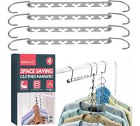 SOL 4Pk Space-Saving Hangers, Durable Multi Coat Organisers, Heavy-Duty Closet Space Savers With Anti-Slip Design For Neat Storage