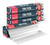 SOL 4pk Tin Foil Roll 8m x 29cm 32m in Total Large Size Heavy Duty Aluminium Foil for Cooking Baking Grilling Food Storage Wrap Kitchen Household Use Heat Resistant Durable Flexible