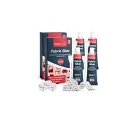 SOL 4pk x 50ml Fabric Glue Strong with Spreader & Tape Measure - Scout Badge Adhesive for Crafts, Upholstery, Material, Textile, Felt or Wool