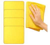 SOL 4pk Yellow Duster for Cleaning, 100% Cotton 35 x 40cm Lint Free Cloths for Oiling Wood & Polishing Window, Highly Absorbent Multi Surface Cleaner for Car, Kitchen, Floor, Glass & Furniture