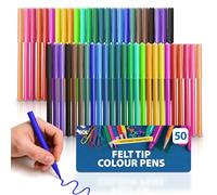 SOL 50 Felt Tip Colour Pens, Bright Colour Felt Pens for Smooth, Precise Writing & Colouring, Felt Pens for Children Wide Range of Hues, Suitable for Kids & Adults for Scrapbooking, Journaling & Arts