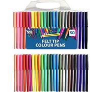 SOL 50 Felt Tip Colour Pens, Bright Colour Felt Pens for Smooth & Precise Writing & Colouring, Wide Range of Hues Selection Suitable for Kids and Adults, Great for Scrapbooking, Journaling & Arts