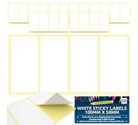 SOL 50 Sheets White Sticky Labels 100mmx50mm, Self Adhesive Labels, Easy Peel, Durable Writable Surface, Multipurpose for Home, Office & School Use, Ideal for Organisation, Addressing & Craft Projects